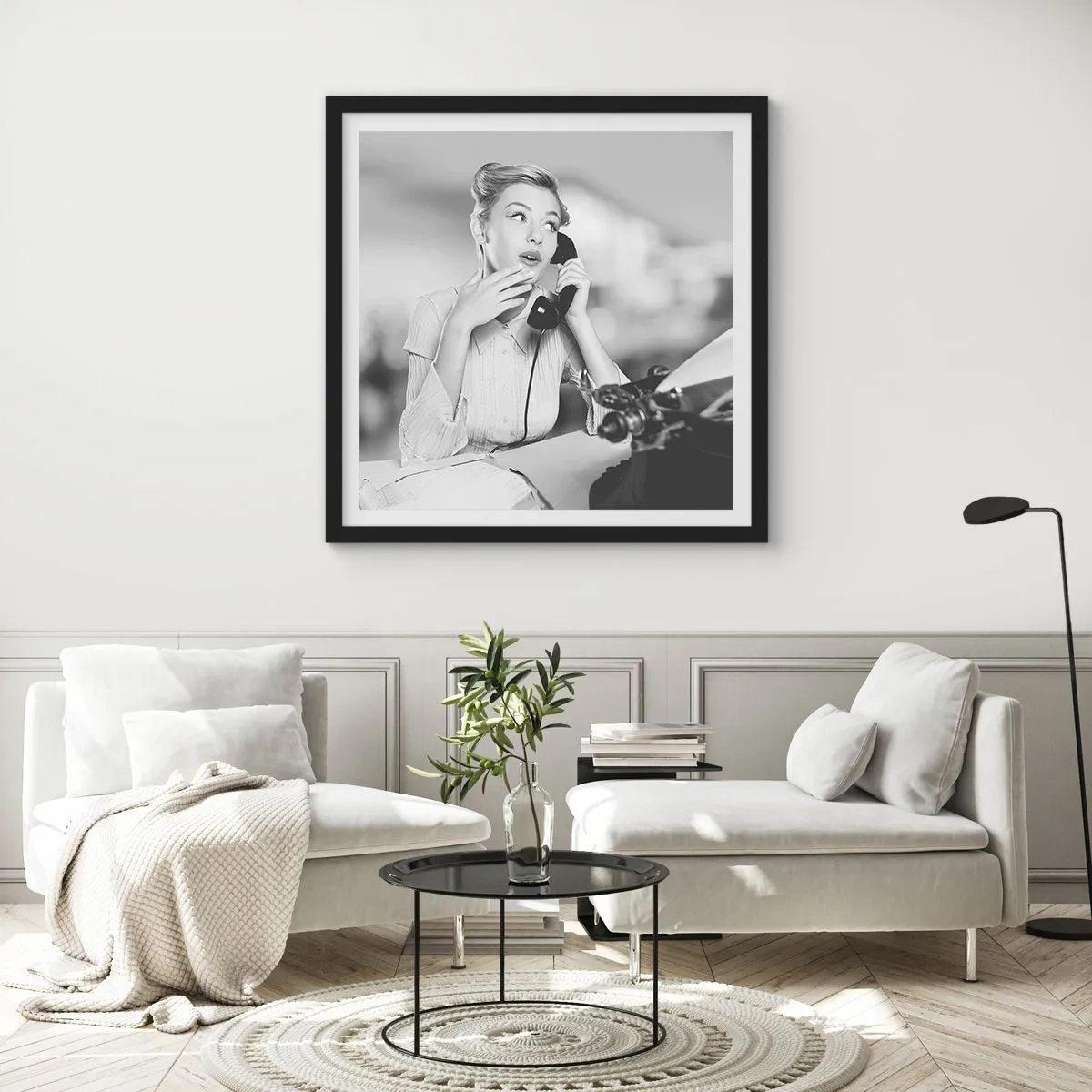 Plakat i sort ramme - Hej, vi er i 1950'erne. - 40x40 cm