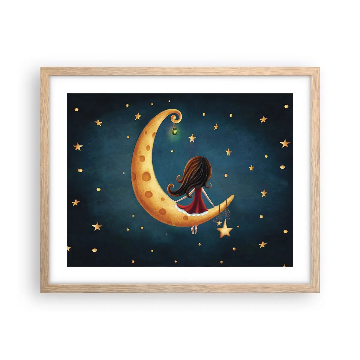 Plakat i ramme af lyst egetræ - Der var engang... - 50x40 cm