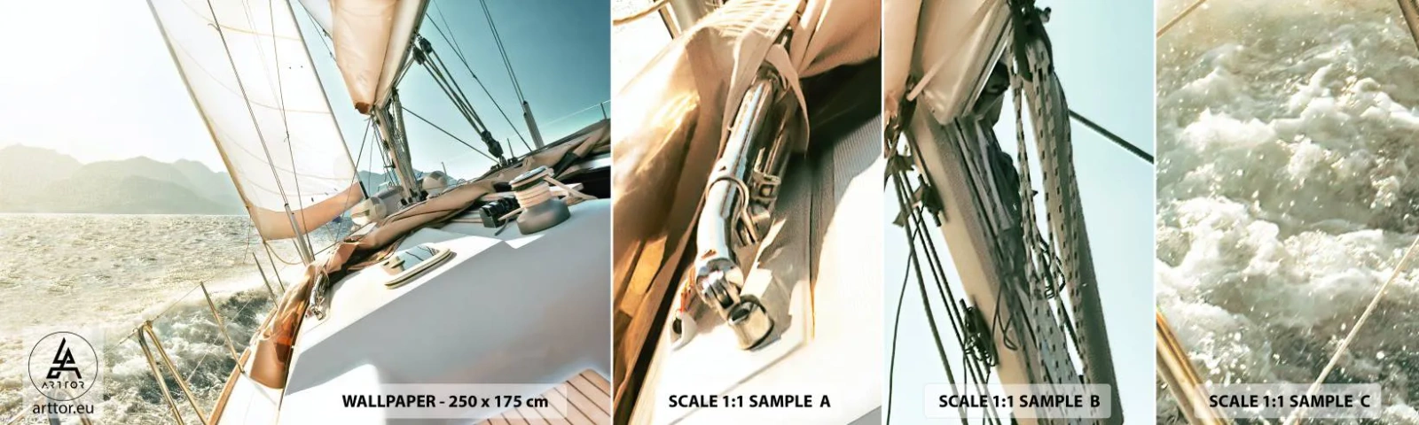 Fototapet Prøve Standard Eco - Under fulde sejl - Yacht, sejlads, Hav - 100x30 cm