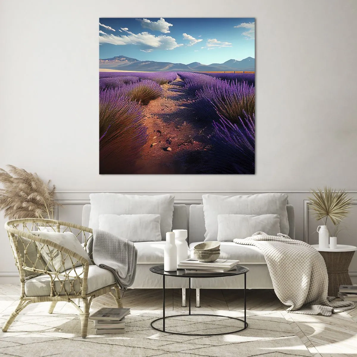 Billede på glas - Duftende marker - 60x60 cm