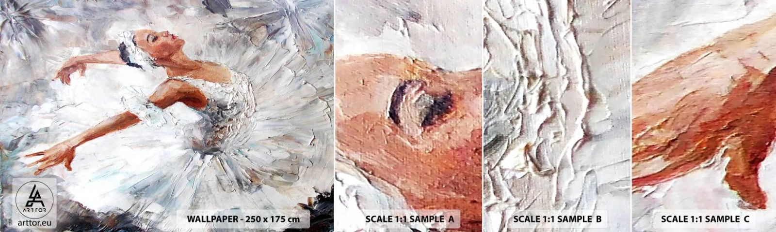 Prøve Fototapet Selvklæbende Deluxe Sticker - Blød og let som tyl - Ballerina, Dans, Ballet - 100x30 cm