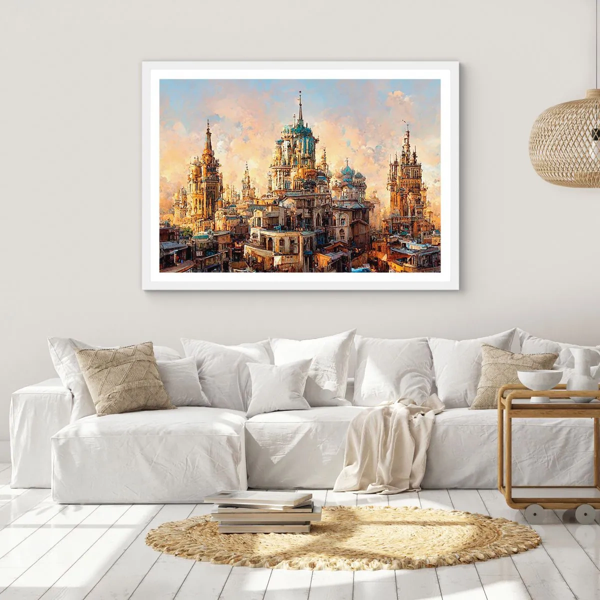 Plakat i hvid ramme - En by af byer - 70x50 cm