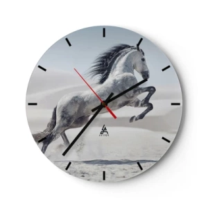 Vægur, Uret - En springende arabisk hest mod en ørkenbaggrund - 30x30cm - Arabisk prins - Moderne vægdekoration til stue, køkken og soveværelse ARTTOR