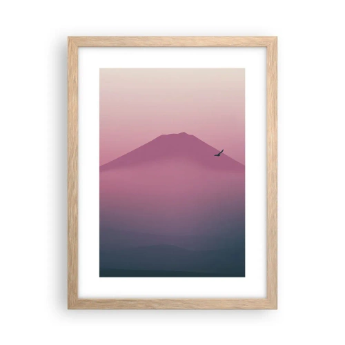 Plakat i ramme af lyst egetræ - Vandrer over skyerne - 30x40 cm