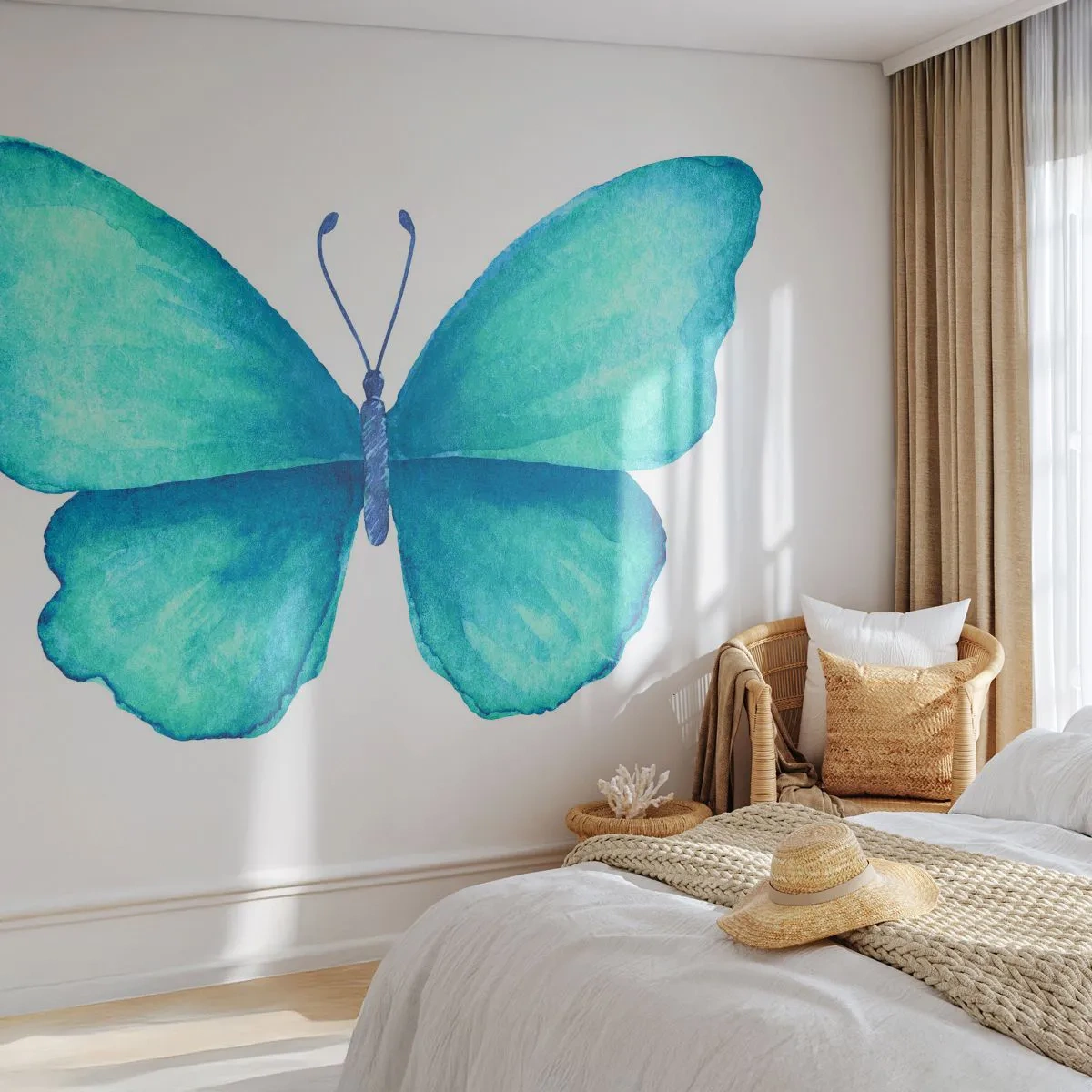 Fototapet Standard Eco - Turkis af natur - Sommerfugl, For børn, Grafik - 400x280 cm