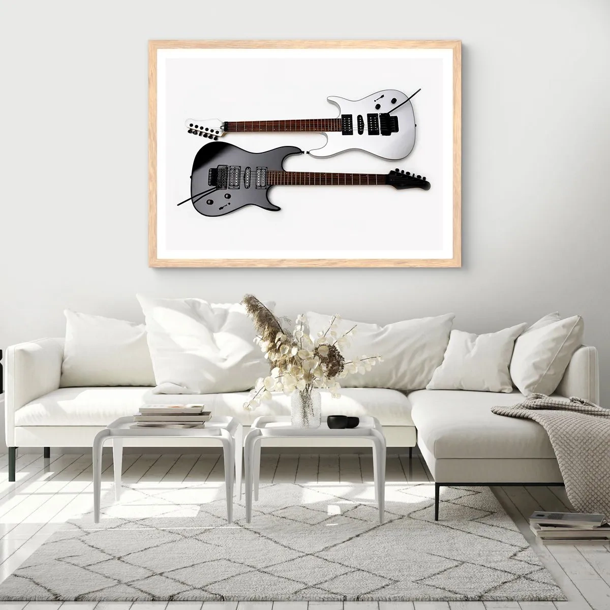 Plakat i ramme af lyst egetræ - Harmoni af former - 40x30 cm