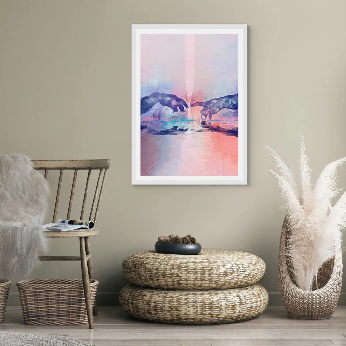 Plakat i hvid ramme - Den guddommelige gnist af liv - 70x100 cm