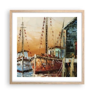 Plakat i ramme af lyst egetræ - Fredelig tilbagevenden - 50x50 cm