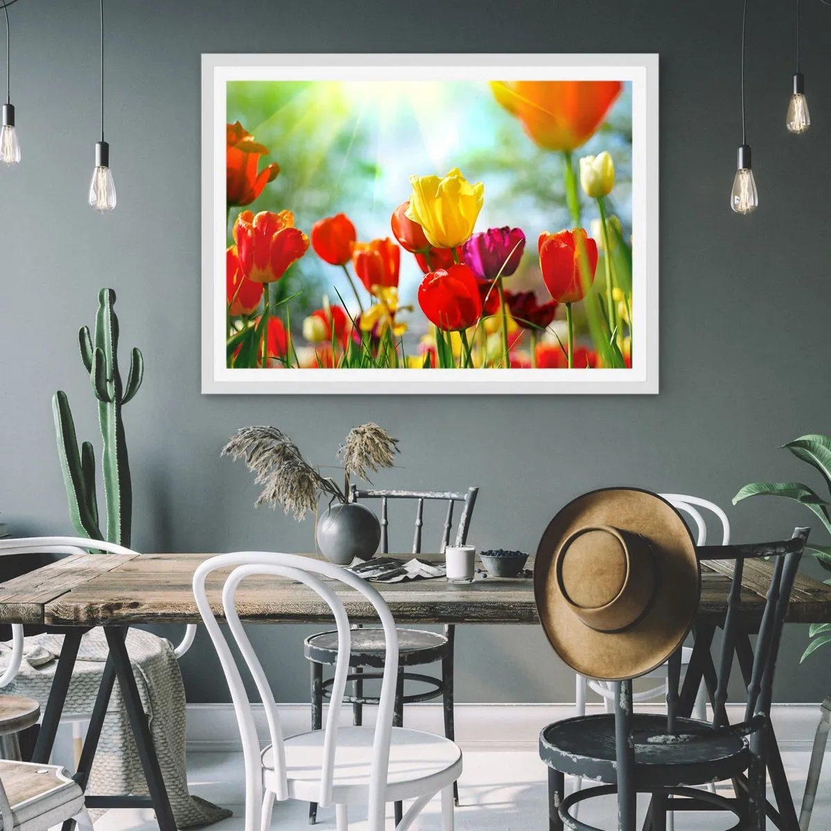 Plakat i hvid ramme - Alle solens farver - 91x61 cm