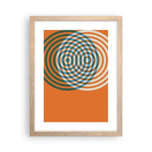 Plakat i ramme af lyst egetræ - Abstrakt cirkulær variation - 30x40 cm