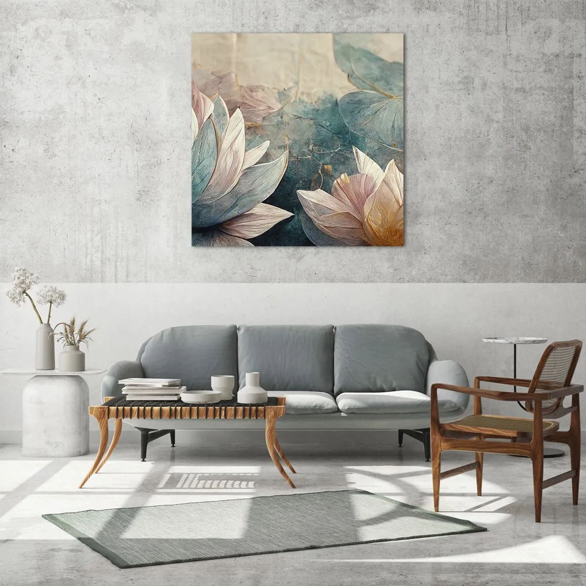 Billede på glas - Søens stjerner - 60x60 cm