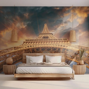 Fototapet på mål Selvklæbende Deluxe Sticker - Hvordan menneskeheden nåede himlen - Eiffeltårnet, Arkitektur, Paris