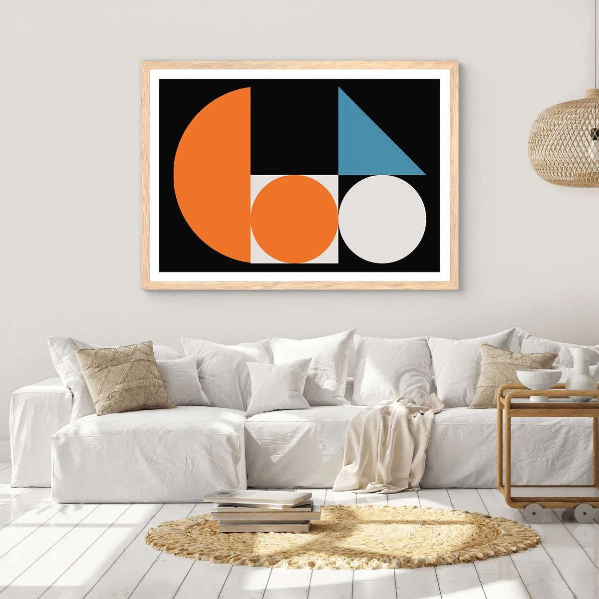 Plakat i ramme af lyst egetræ - System til figurer - 70x50 cm