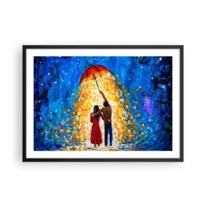 Plakat i sort ramme - Magien ved en regnfuld aften? - 70x50 cm
