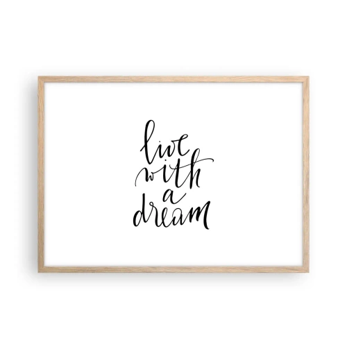 Plakat i ramme af lyst egetræ - Of course - 70x50 cm