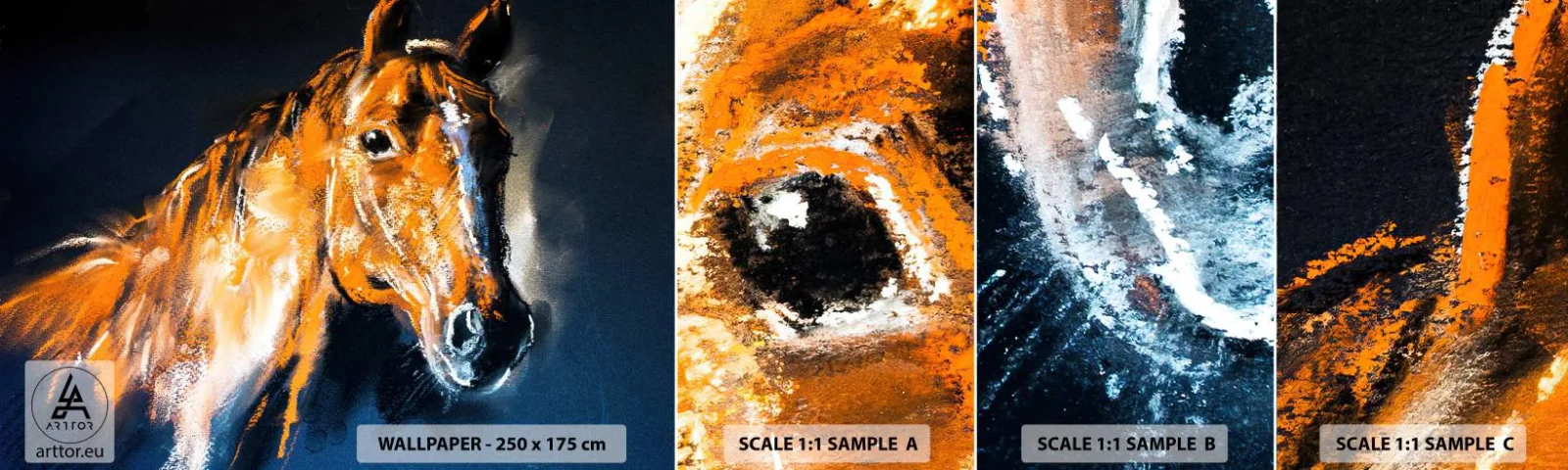 Fototapet Prøve Standard Eco - Hvad så, skal du af sted? - Dyr, Hest, Hoppe - 100x30 cm