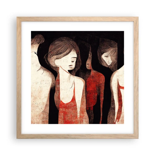 Plakat i ramme af lyst egetræ - Mørkets madonnaer - 40x40 cm