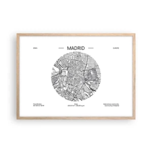 Plakat i ramme af lyst egetræ - Madrids anatomi - 70x50 cm