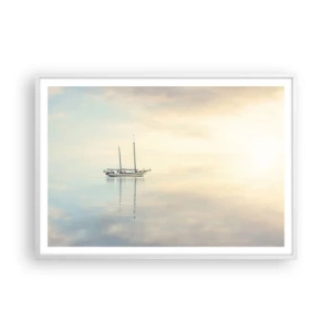 Plakat i hvid ramme - I et hav af stilhed - 100x70 cm