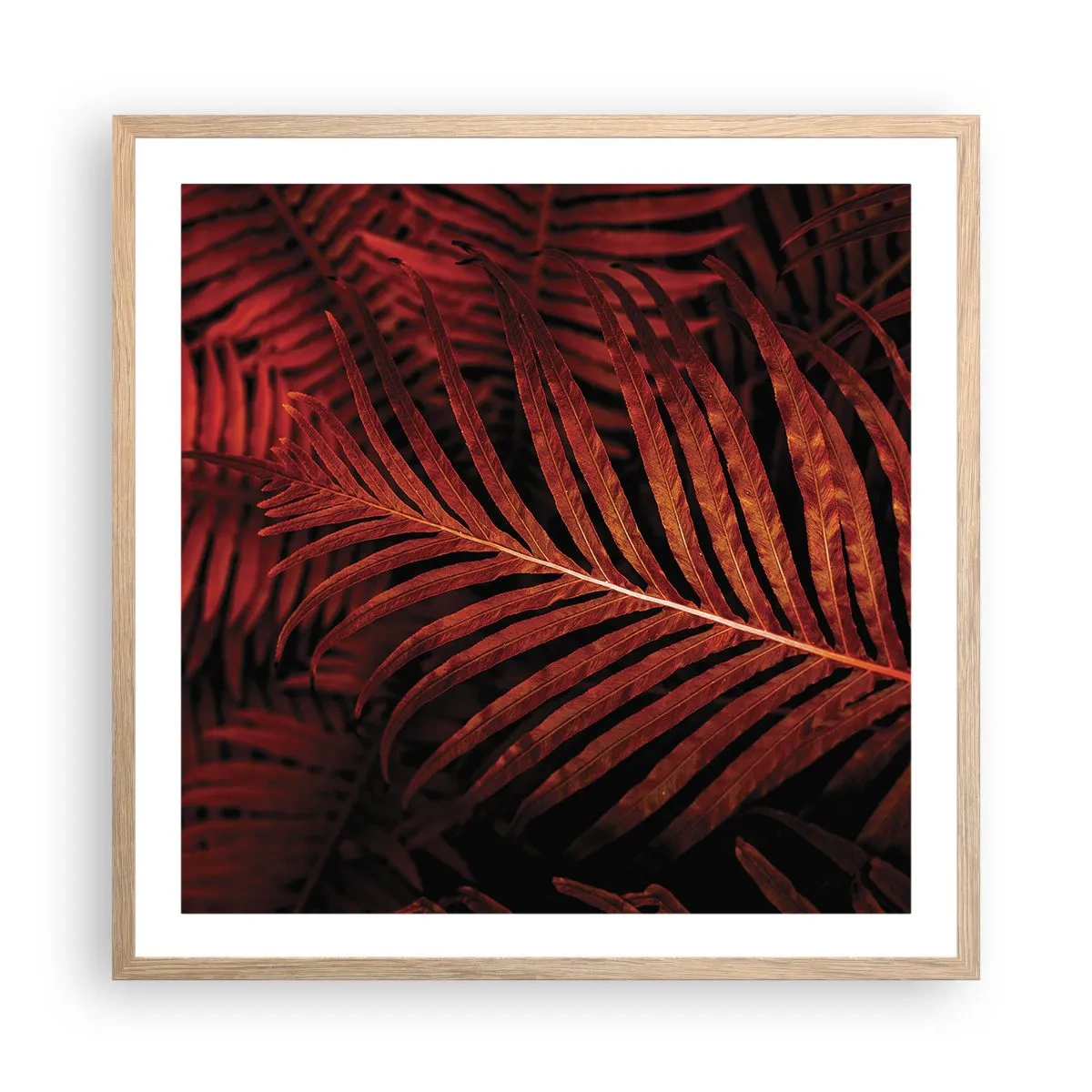 Plakat i ramme af lyst egetræ - Livets varme - 60x60 cm