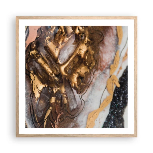 Plakat i ramme af lyst egetræ - Jord element - 60x60 cm