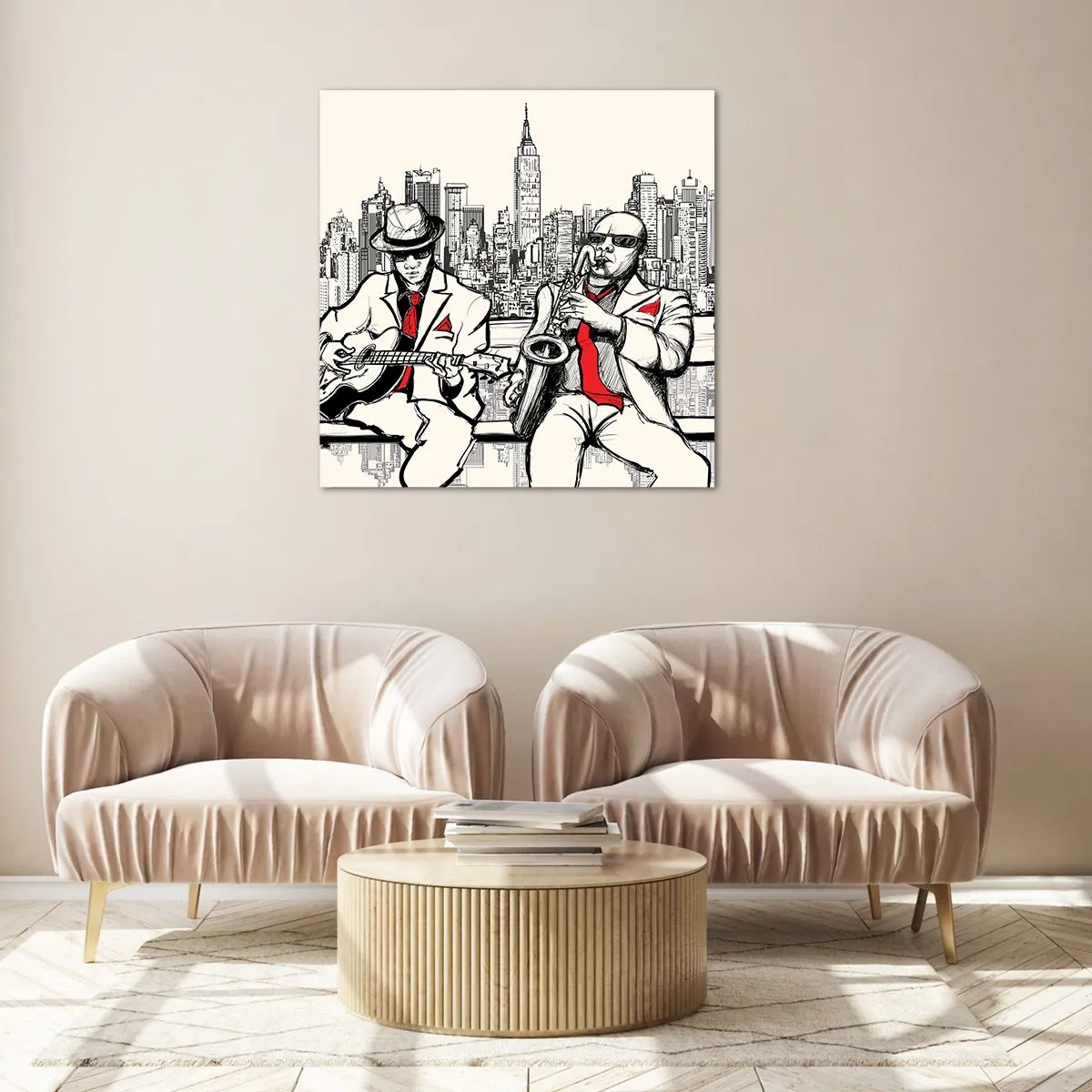 Billede på glas - New York improvisation - 40x40 cm