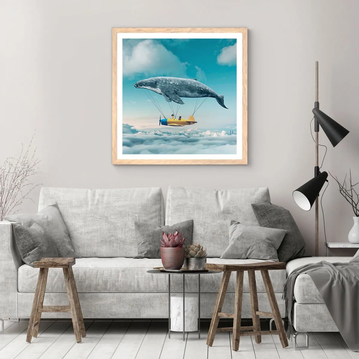 Plakat i ramme af lyst egetræ - Hvorfor ikke? - 40x40 cm