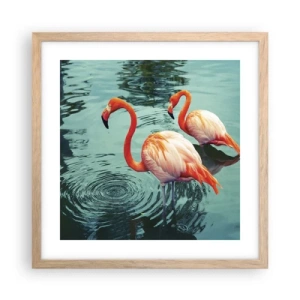 Plakat i ramme af lyst egetræ - Vi er nu på mode - 40x40 cm