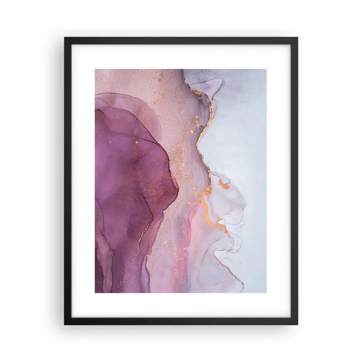 Plakat i sort ramme - Lilla og violette bølger - 40x50 cm