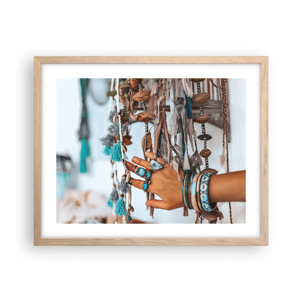 Plakat i ramme af lyst egetræ - Lokale skatte - 50x40 cm