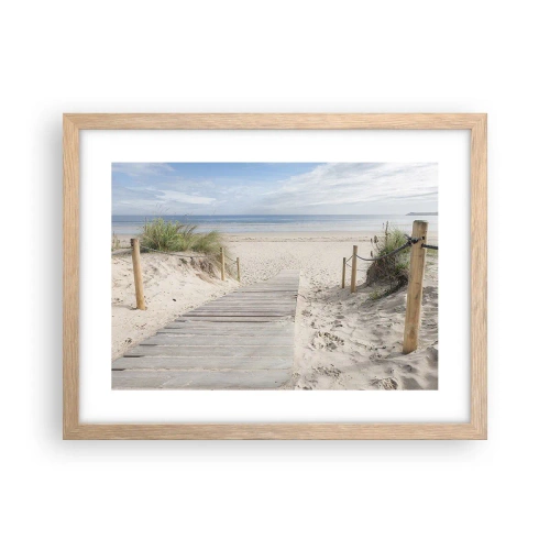 Plakat i ramme af lyst egetræ - Ud over horisonten - 40x30 cm