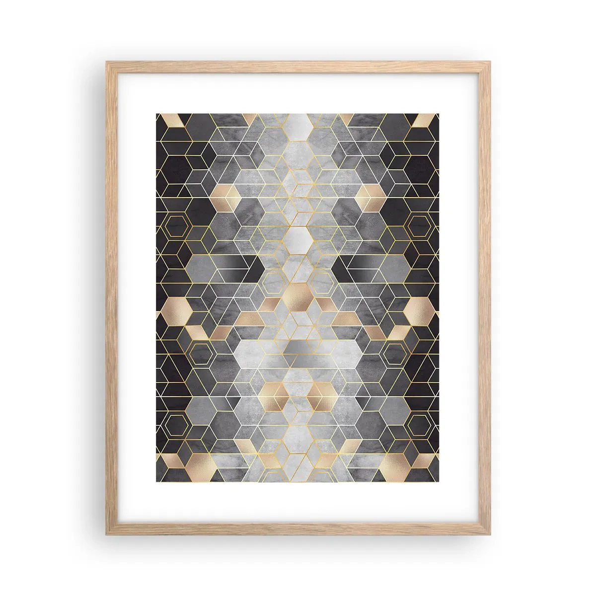 Plakat i ramme af lyst egetræ - Sammensætning af diamanter - 40x50 cm