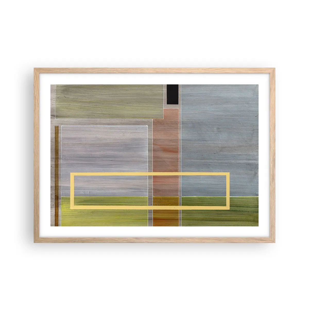 Plakat i ramme af lyst egetræ - Lige og rolig - 70x50 cm