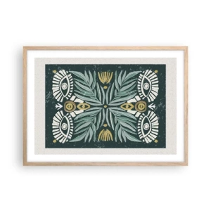 Plakat i ramme af lyst egetræ - Som en folkeudskæring - 70x50 cm