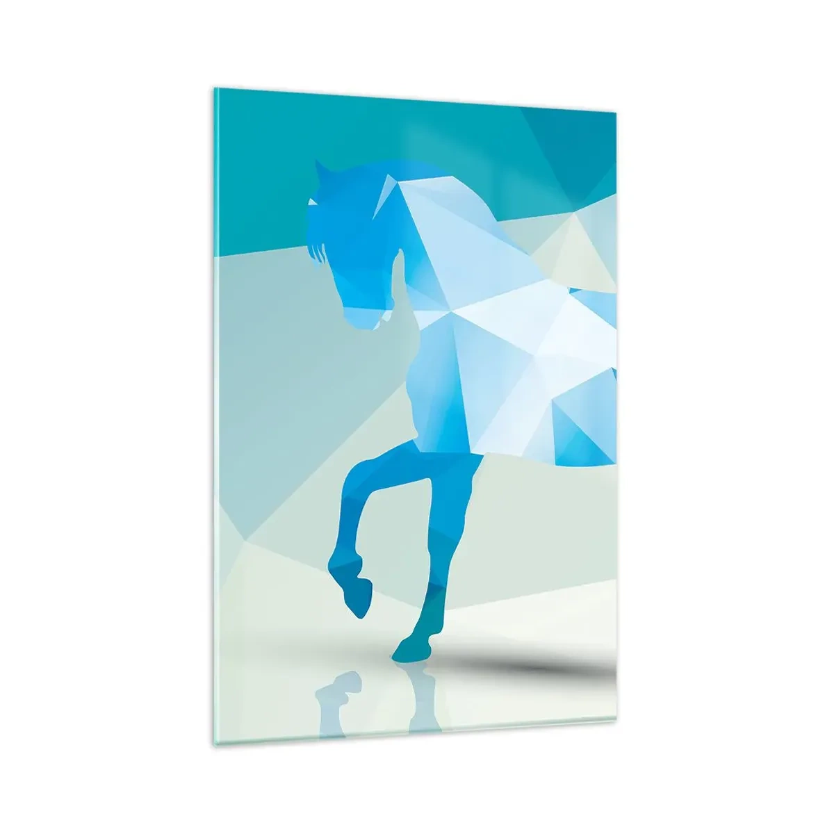 Billede på glas - Geometrisk hest i turkis - 80x120 cm