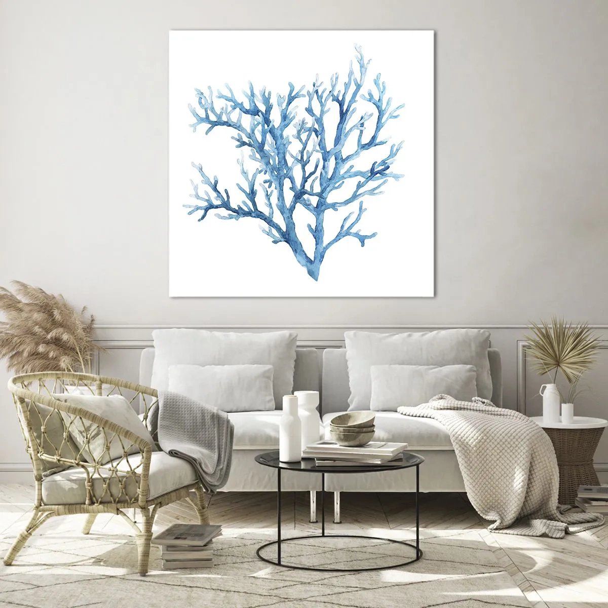 Billede på glas - Marint filigran - 70x70 cm