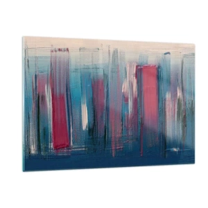 Billede på glas - Lodret komposition i blåt og rødt - 120x80 cm
