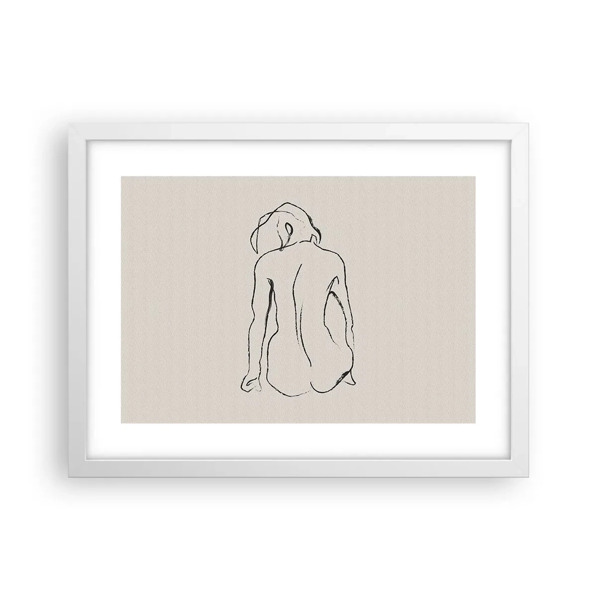 Plakat i hvid ramme - Nøgen pige - 40x30 cm