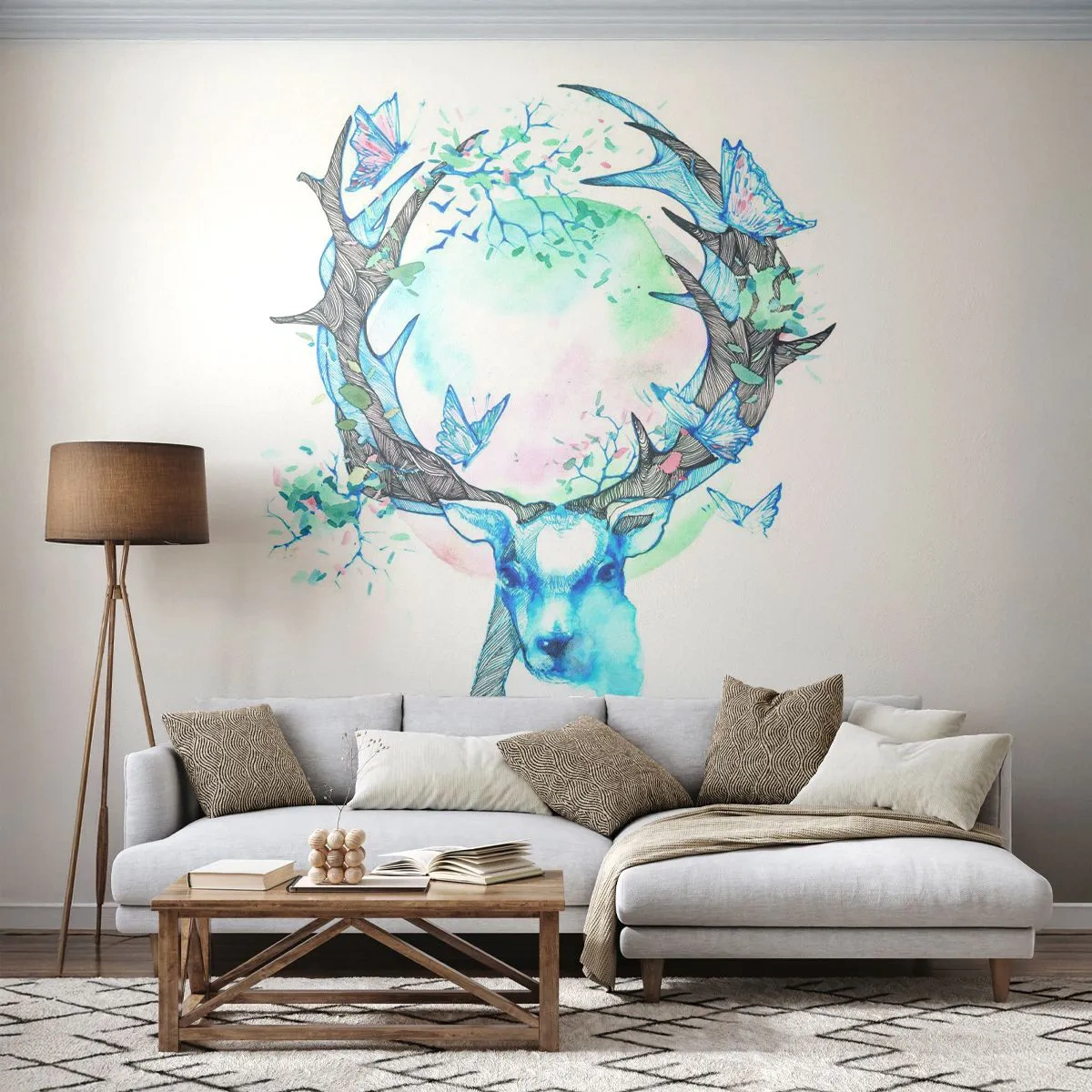 Fototapet Standard Eco - Naturens styrke og følsomhed - Abstraktion, Hjort, Natur - 200x140 cm