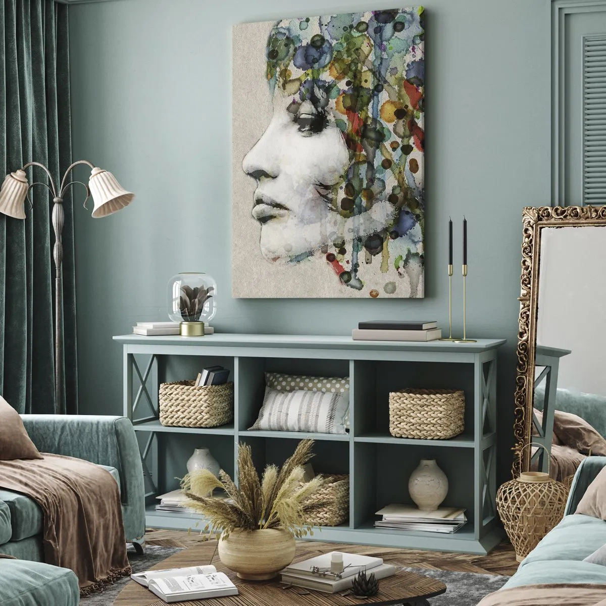 Lærredstryk - Billede på lærred - Hun kom ud af den grå - 65x120 cm