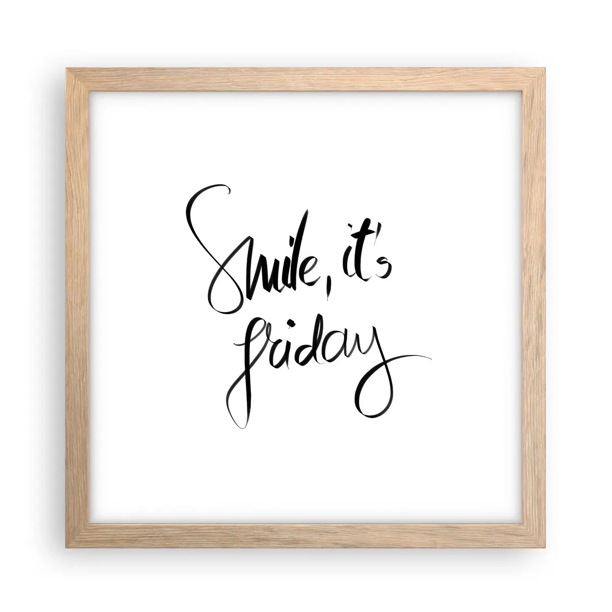 Plakat i ramme af lyst egetræ - Ægte glæde - 30x30 cm