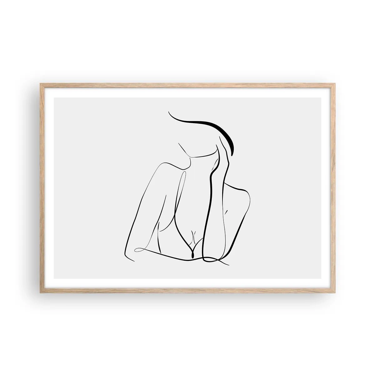 Plakat i ramme af lyst egetræ - På bølgen af en drøm - 100x70 cm