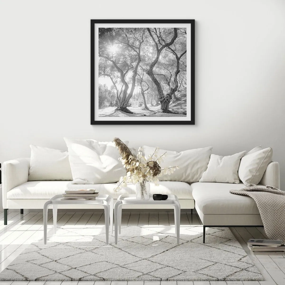 Plakat i sort ramme - I en olivenlund - 30x30 cm