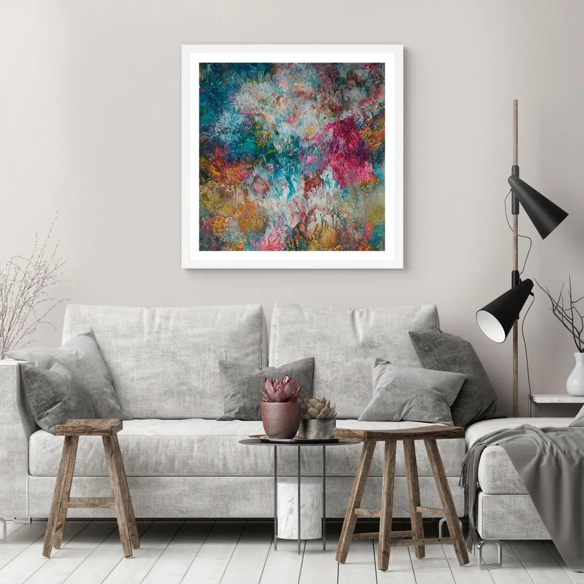 Plakat i hvid ramme - I fuldt flor - 50x50 cm