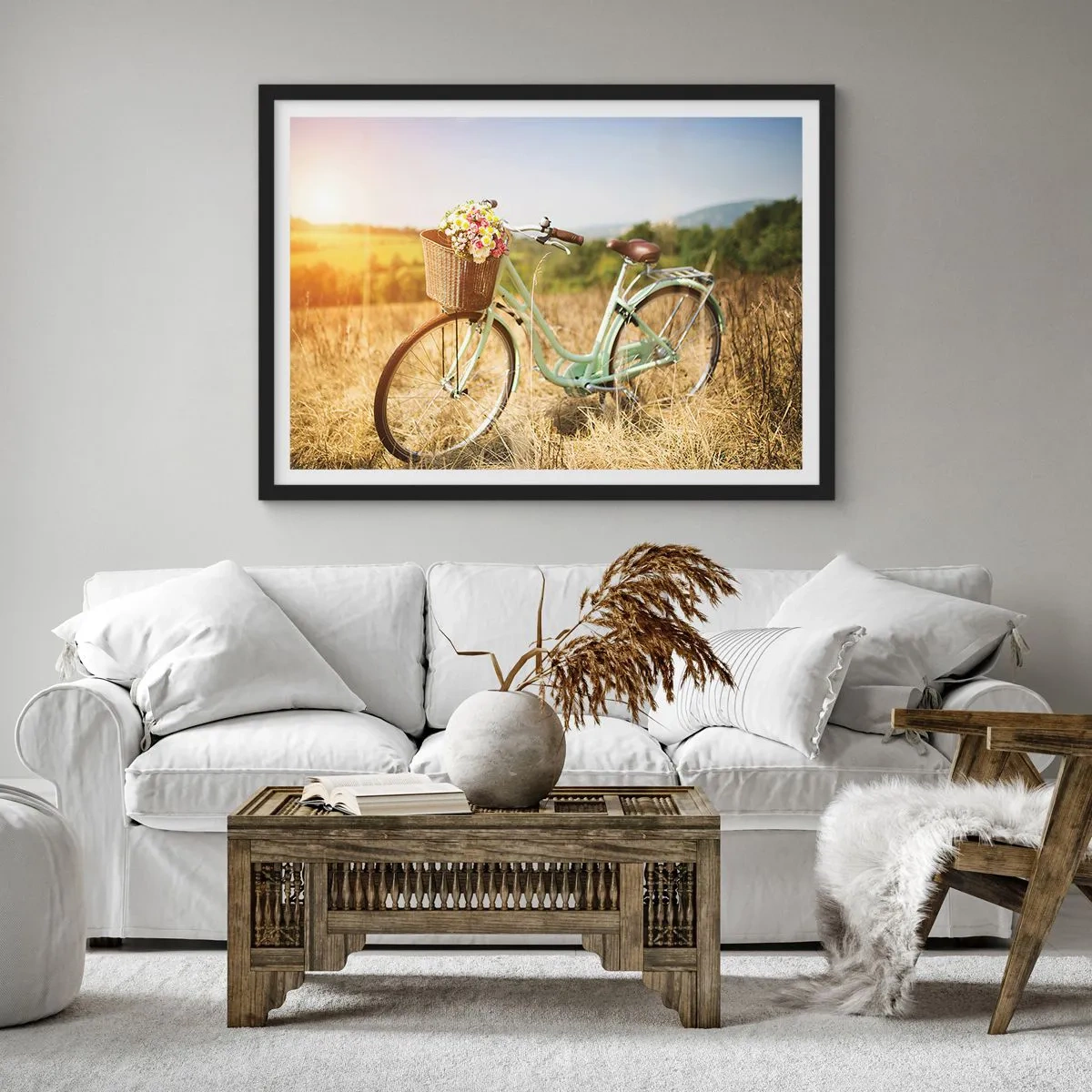 Plakat i sort ramme - Jeg bliver her et stykke tid - 50x40 cm