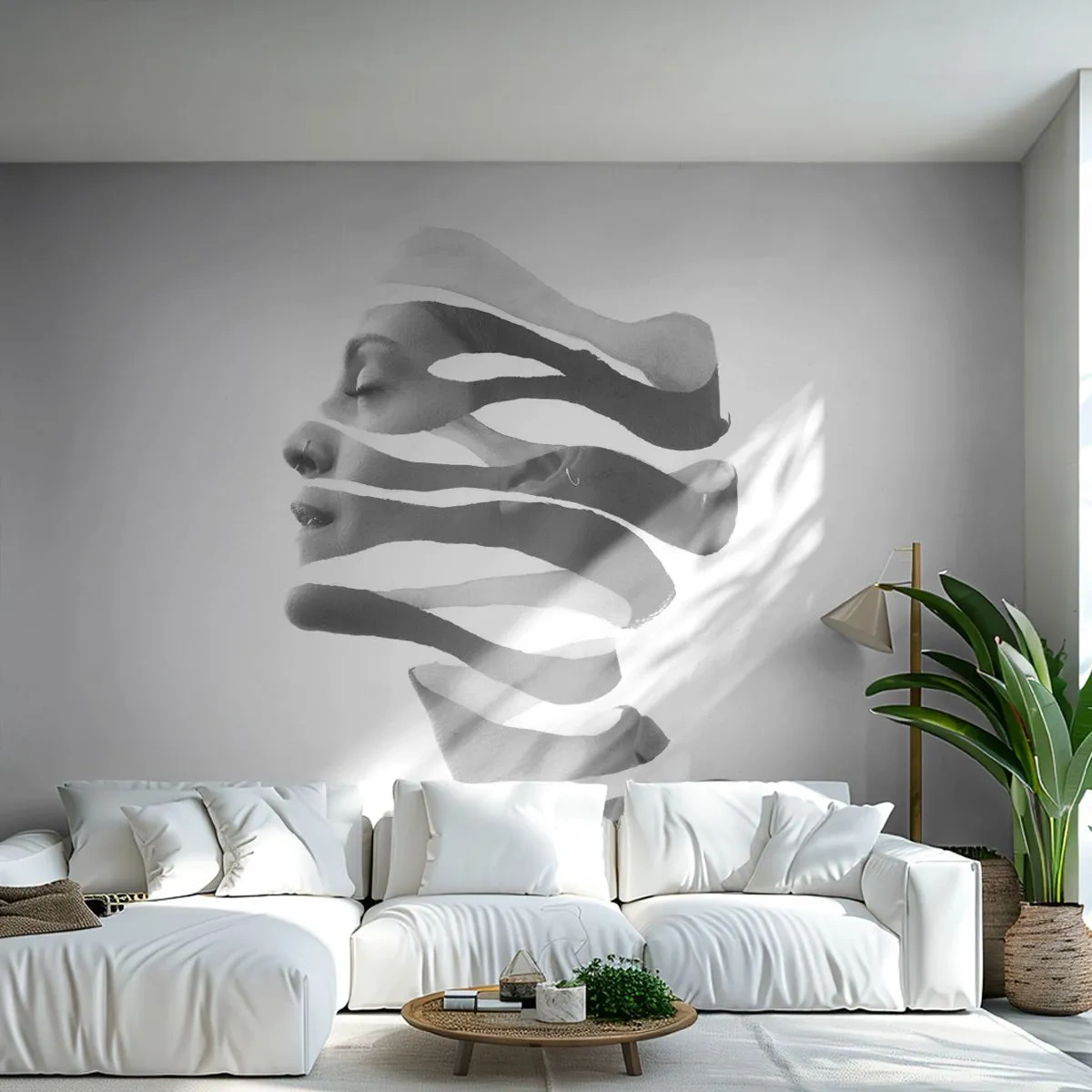 Fototapet Premium Sand - Et surrealistisk portræt - Abstraktion, Stykke, Kvinde - 100x70 cm