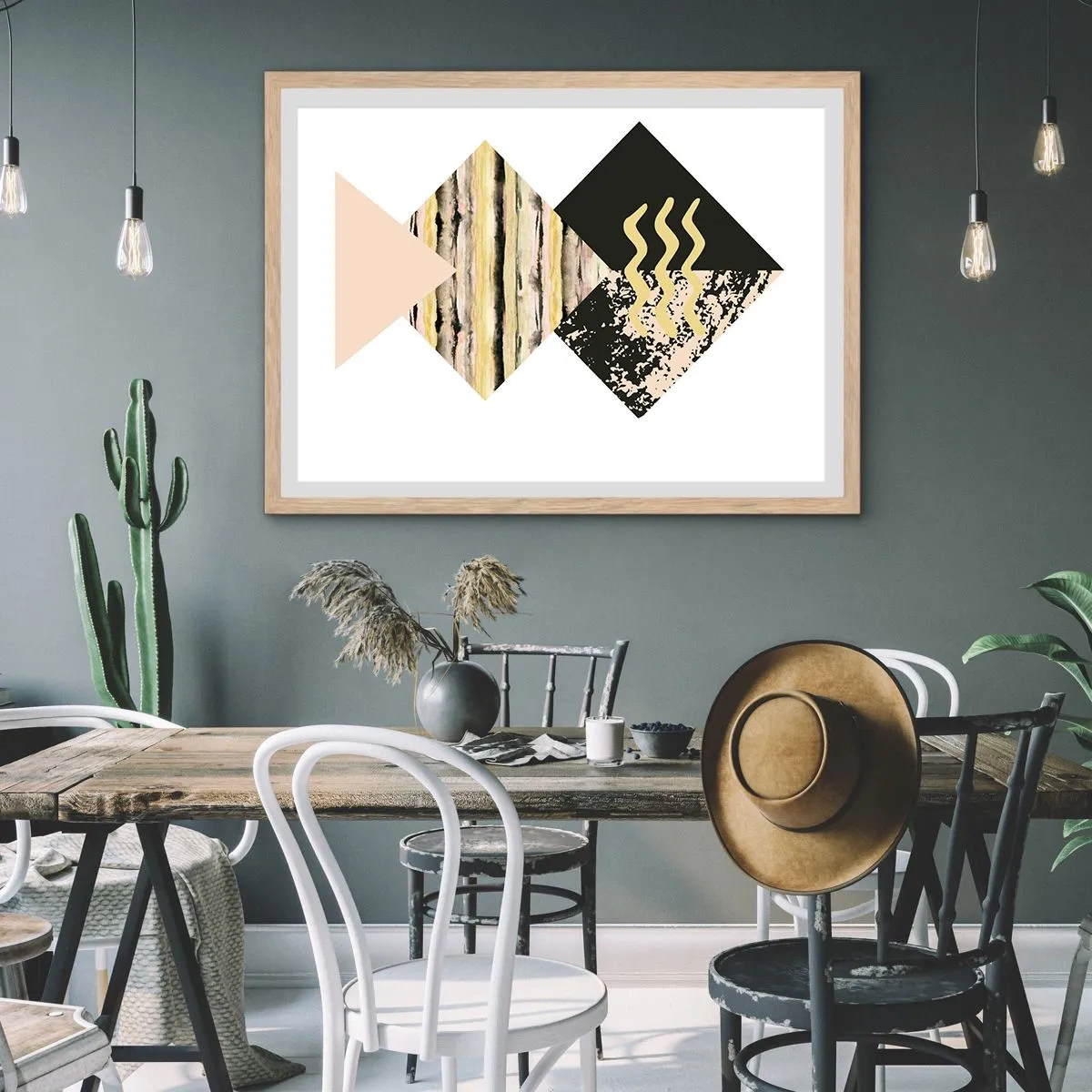 Plakat i ramme af lyst egetræ - Ikke så simpelt - 40x30 cm