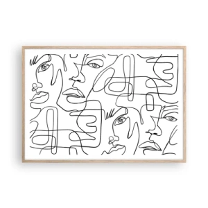 Plakat i ramme af lyst egetræ - I sammenfiltrede følelser - 100x70 cm