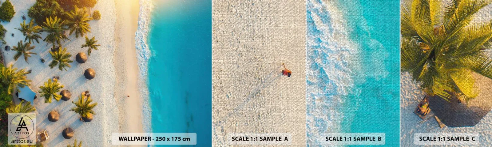 Prøve Fototapet Premium Canvas - Velkommen til paradis - Strand, Palmer, Eksotisme - 100x30 cm