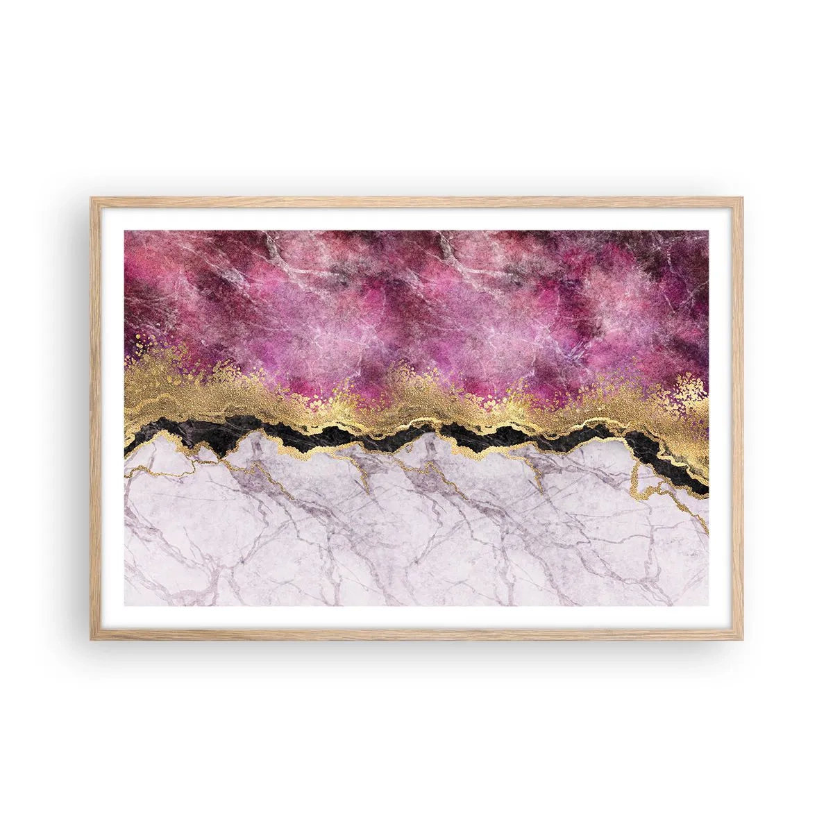 Plakat i ramme af lyst egetræ - På grænsen - 91x61 cm